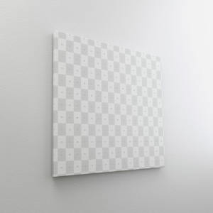 油画艺术作品挂墙帆布画布左视图样机 3:2 Landscape Canvas Mockup Hanging on Wall, Left View