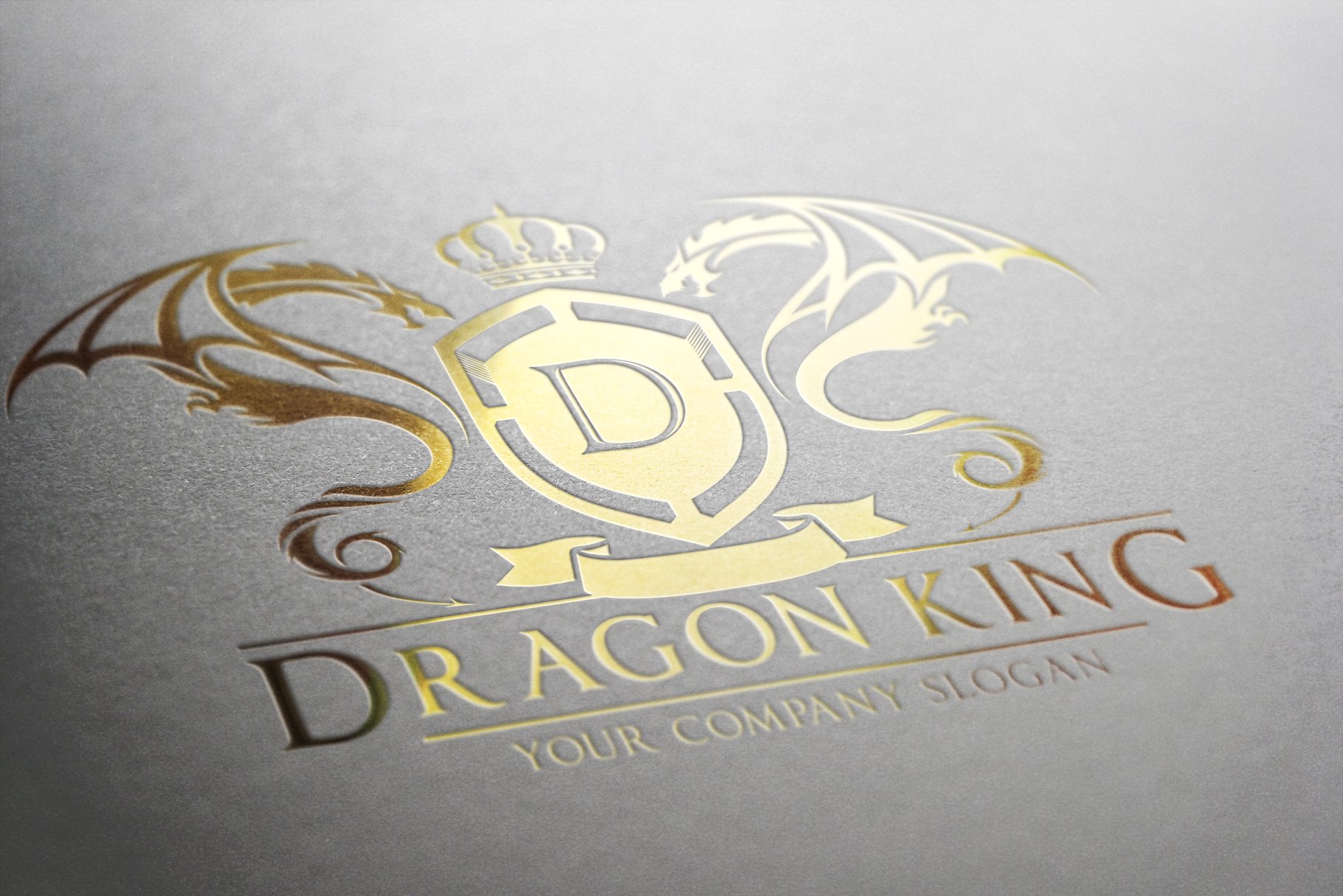 带翅膀金箔龙商业标志Logo模板 Dragon King Logo