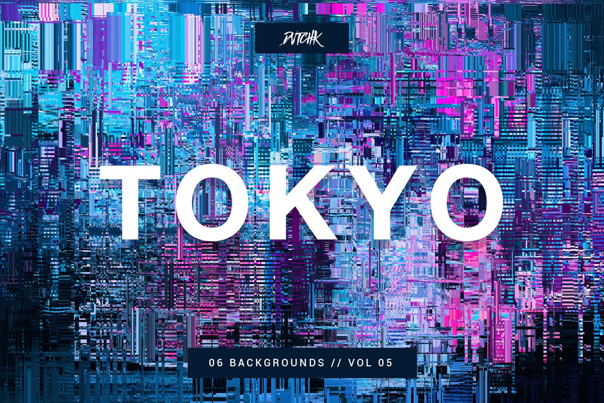 东京城市照片信号故障效果背景图片v05 Tokyo| City Glitch Backgrounds | Vol. 05