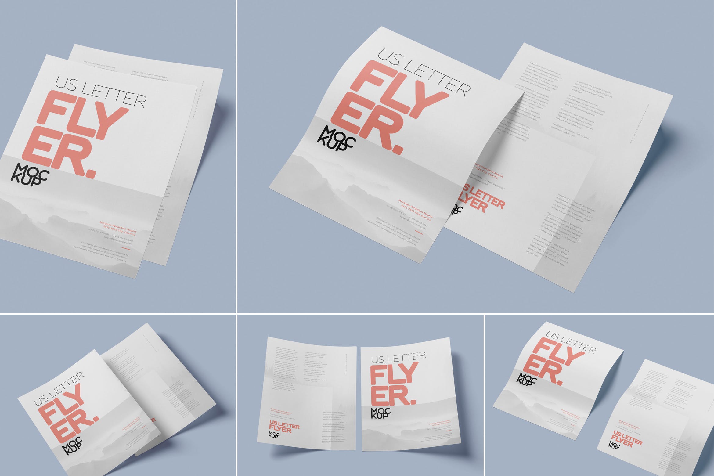 美国信纸设计规格企业传单设计效果图样机 US Letter Flyer Mock-Up