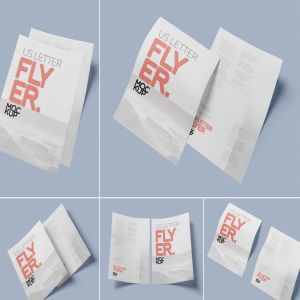 美国信纸设计规格企业传单设计效果图样机 US Letter Flyer Mock-Up
