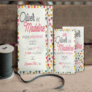 简约风格别致字体排版婚礼邀请函设计模板 3 Fun Pattern Wedding Suite