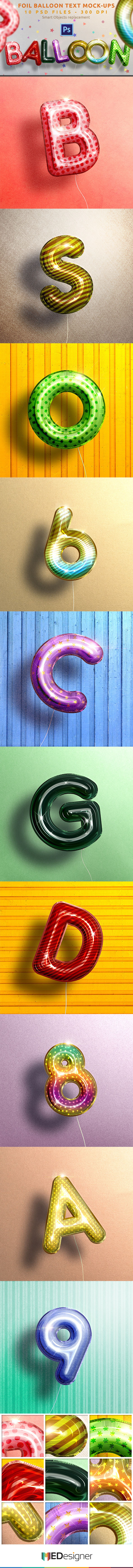 真实气球字体和元素的PS图层样式 Realistic Balloon Text Mock-ups [psd]