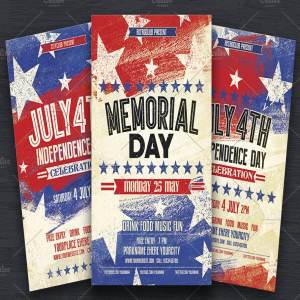 7月4日及阵亡将士纪念日传单模板 July 4th & Memorial Day Flyers