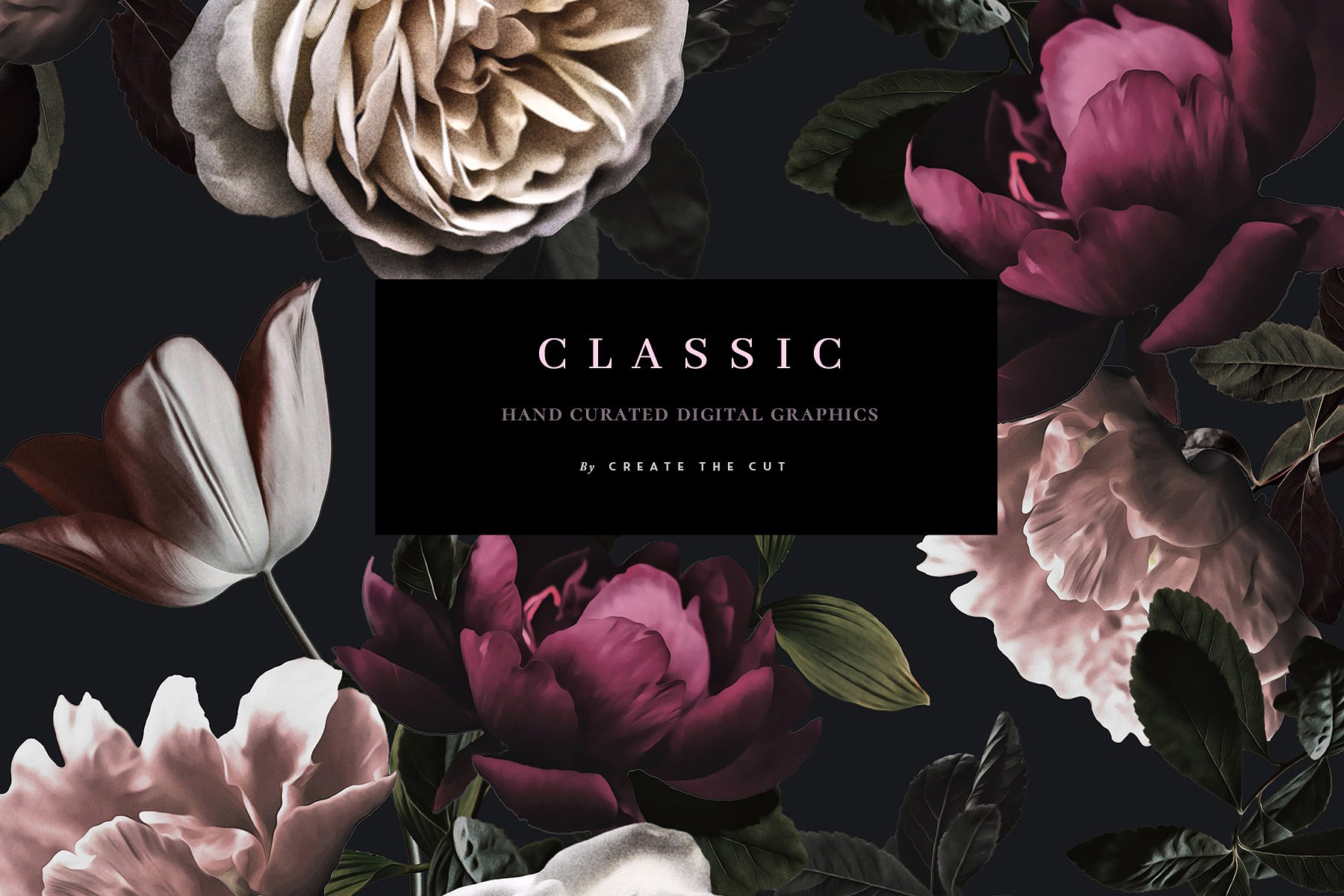 浪漫风格手绘玫瑰花素材 Romantic Clip Art Set – Classic