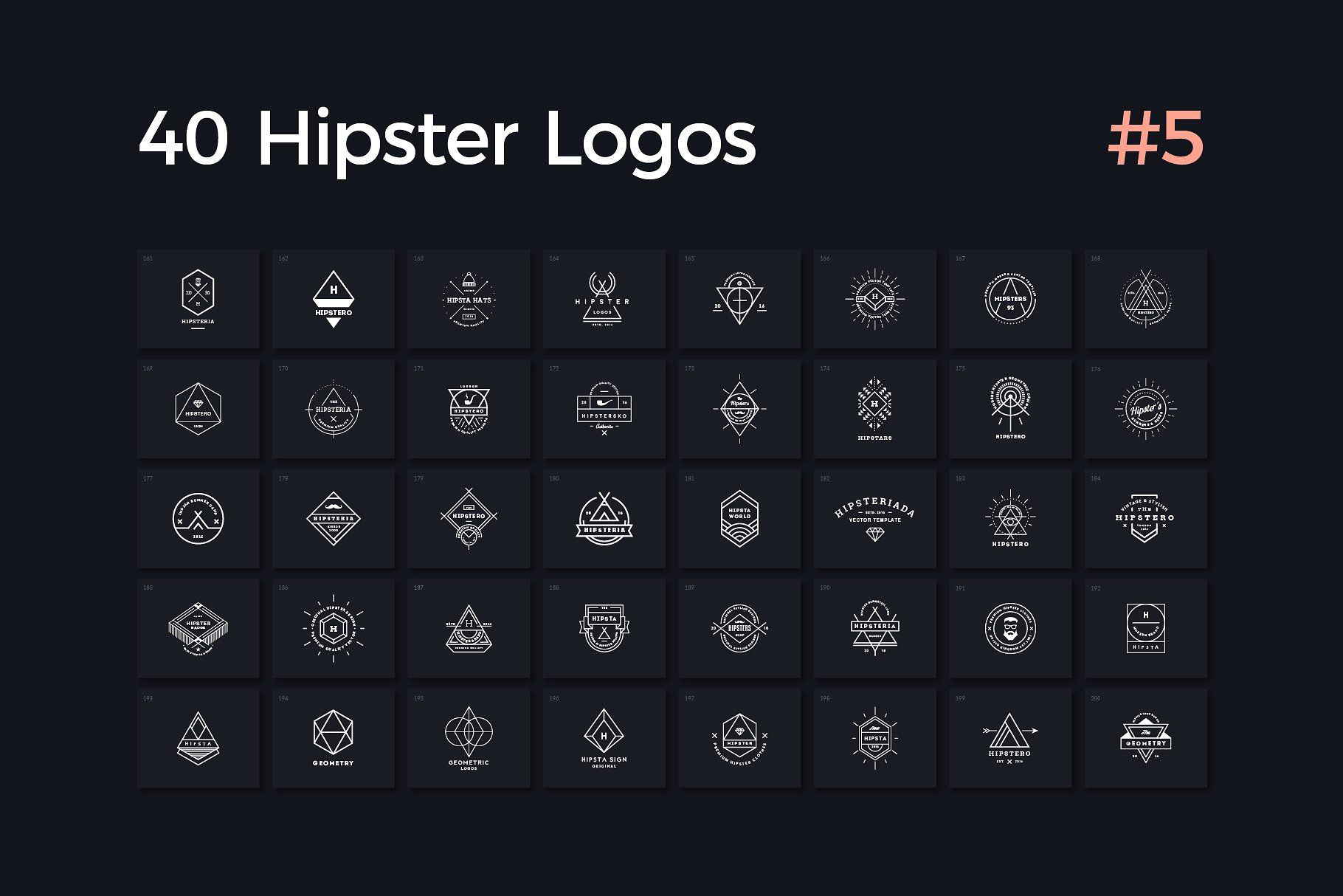 40个多用途时髦Logo模板V.5 40 Hipster Logos Vol. 5