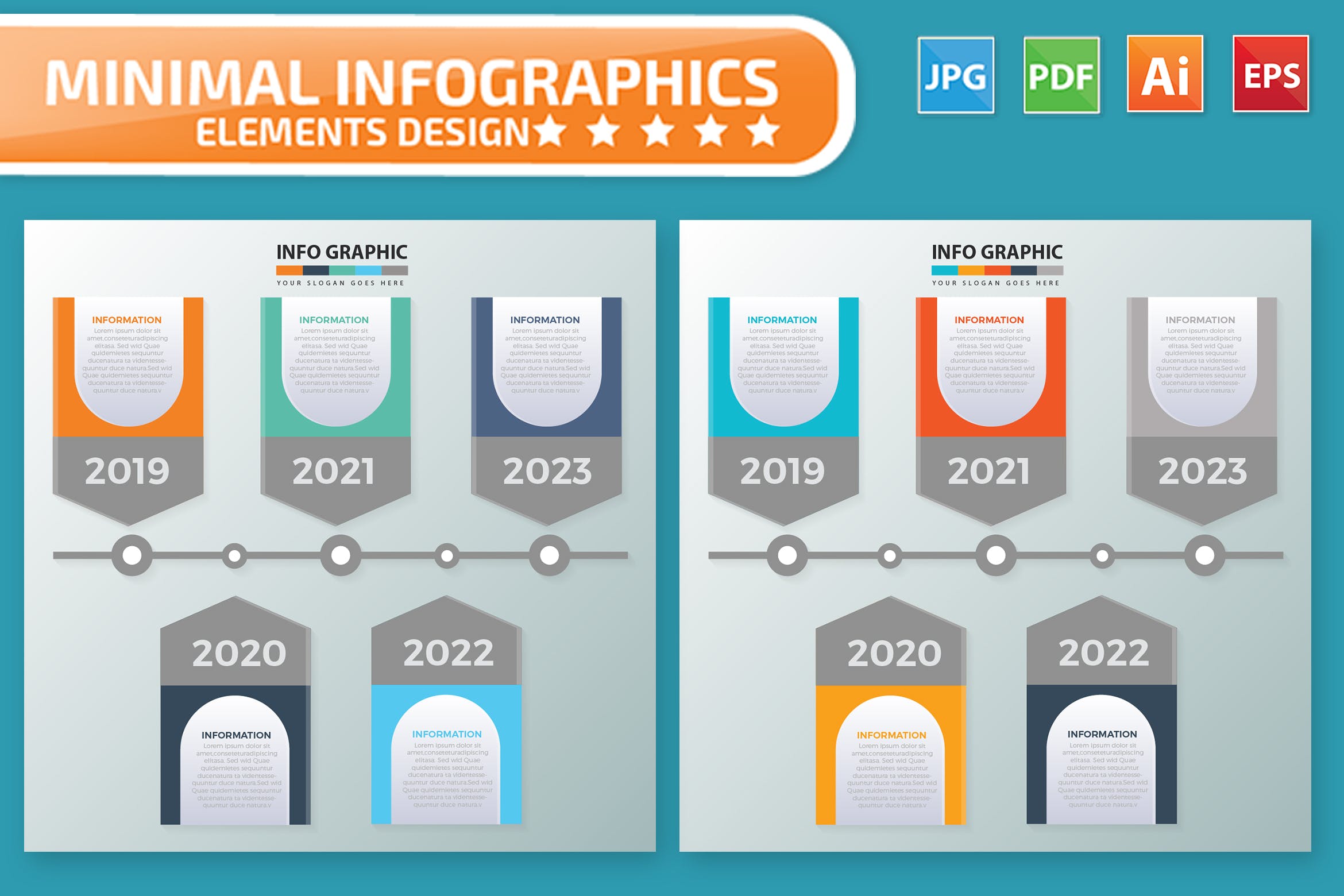 时间轴元素信息图表设计素材 Timeline Infographic Elements