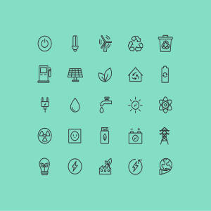 能源与生态矢量线性图标素材 Energy & Ecology Line Vector Icons