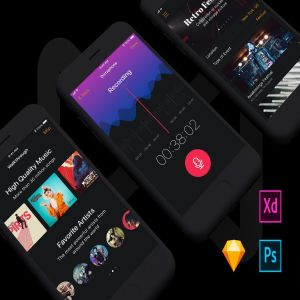 在线音乐移动用户界面UI套件 Musical Mobile UI Kit
