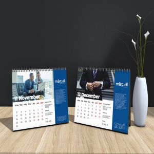 2020年深蓝色翻页台历表设计模板 Marcell Corporate Table Calendar 2020插图8