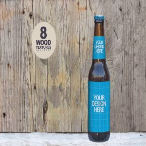 威尼斯逼真木纹场景啤酒瓶样机 Venetian Woods