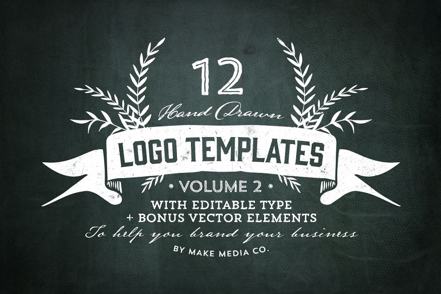 手绘Logo模板+Logo设计元素 Hand Drawn Logos + Elements Vol. 2