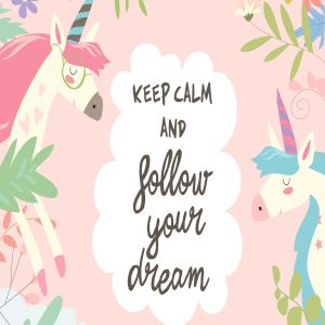 可爱魔法独角兽/鲜花边框矢量插画素材 Cute magic frame composed of unicorns and flowers.