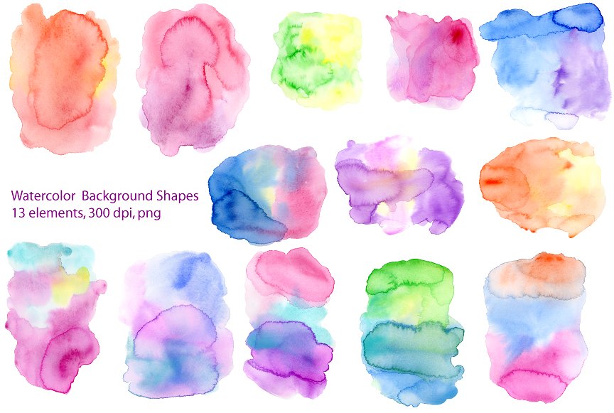 多彩水彩墨水混合背景 Watercolor Background Shape
