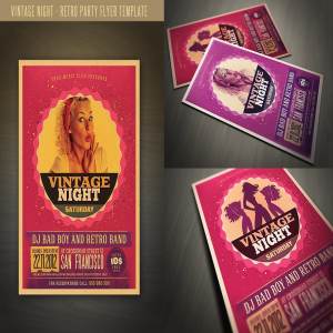 复古风格的派对传单模板 Retro Style Party Flyer