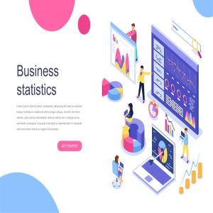 商业数据统计等距概念插画 Business Statistic Isometric Concept