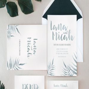 水彩叶子婚礼请柬套装模板 Watercolor Foliage Wedding Invitation