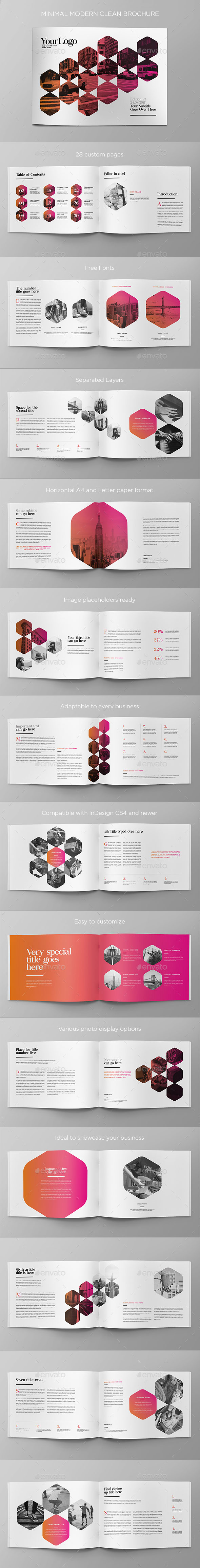 极简主义的现代横版画册模版下载[indd]