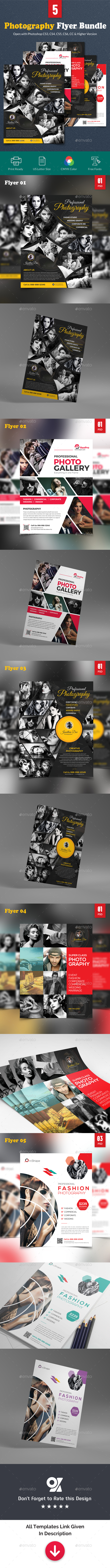 时尚独特布局的摄影类宣传海报模板 Photography Flyer Bundle [psd]