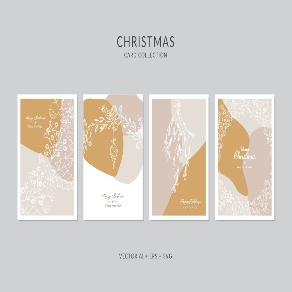 创意三色设计风格圣诞节贺卡矢量设计模板集v9 Christmas Greeting Card Vector Set插图