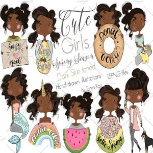 可爱时髦卡通女孩手绘套装 Planner Cute Girls Hand-drawn kit