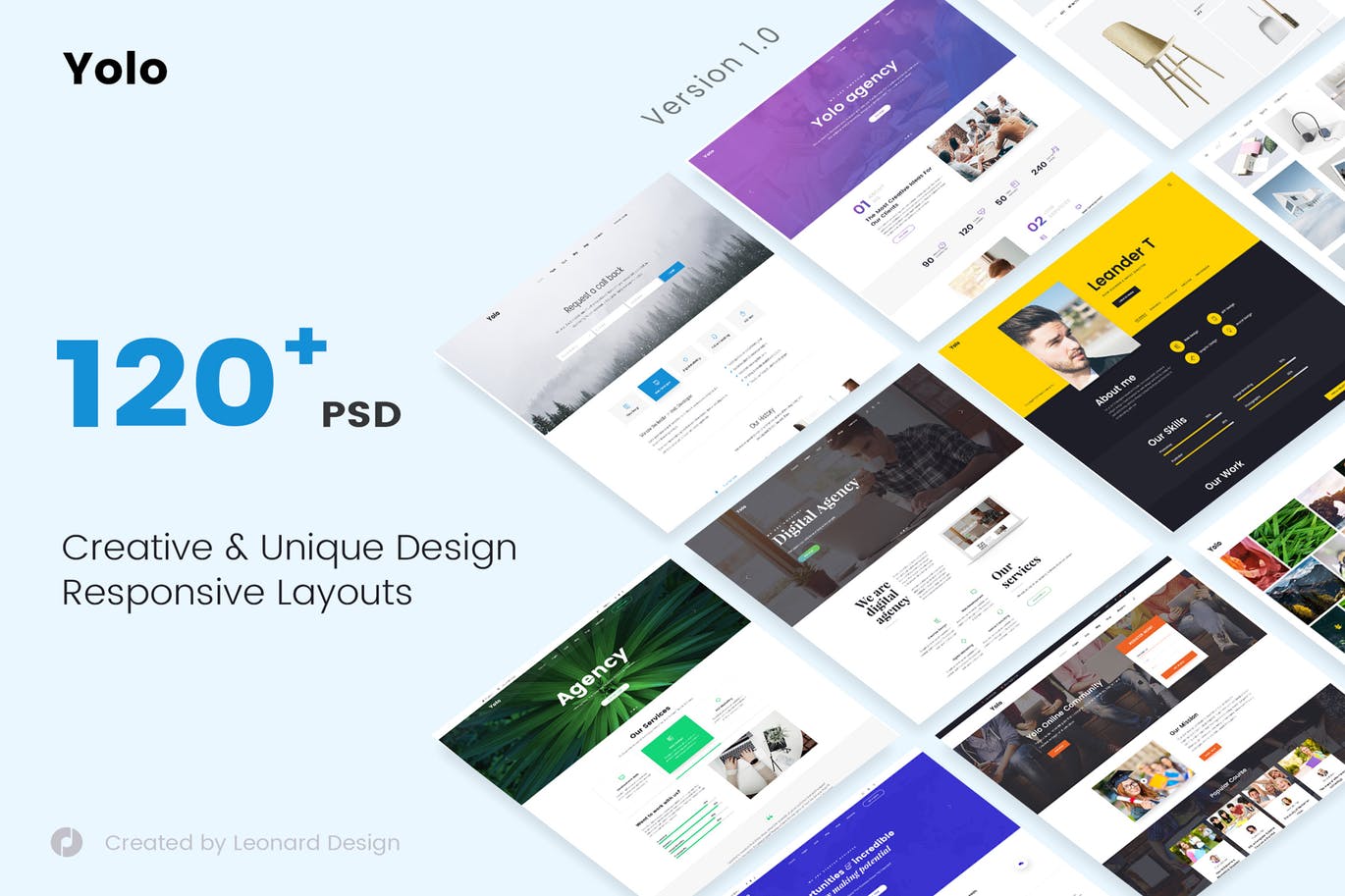 响应式网页设计多用途网站设计PSD模板 Yolo | Responsive Multi-Purpose PSD Template