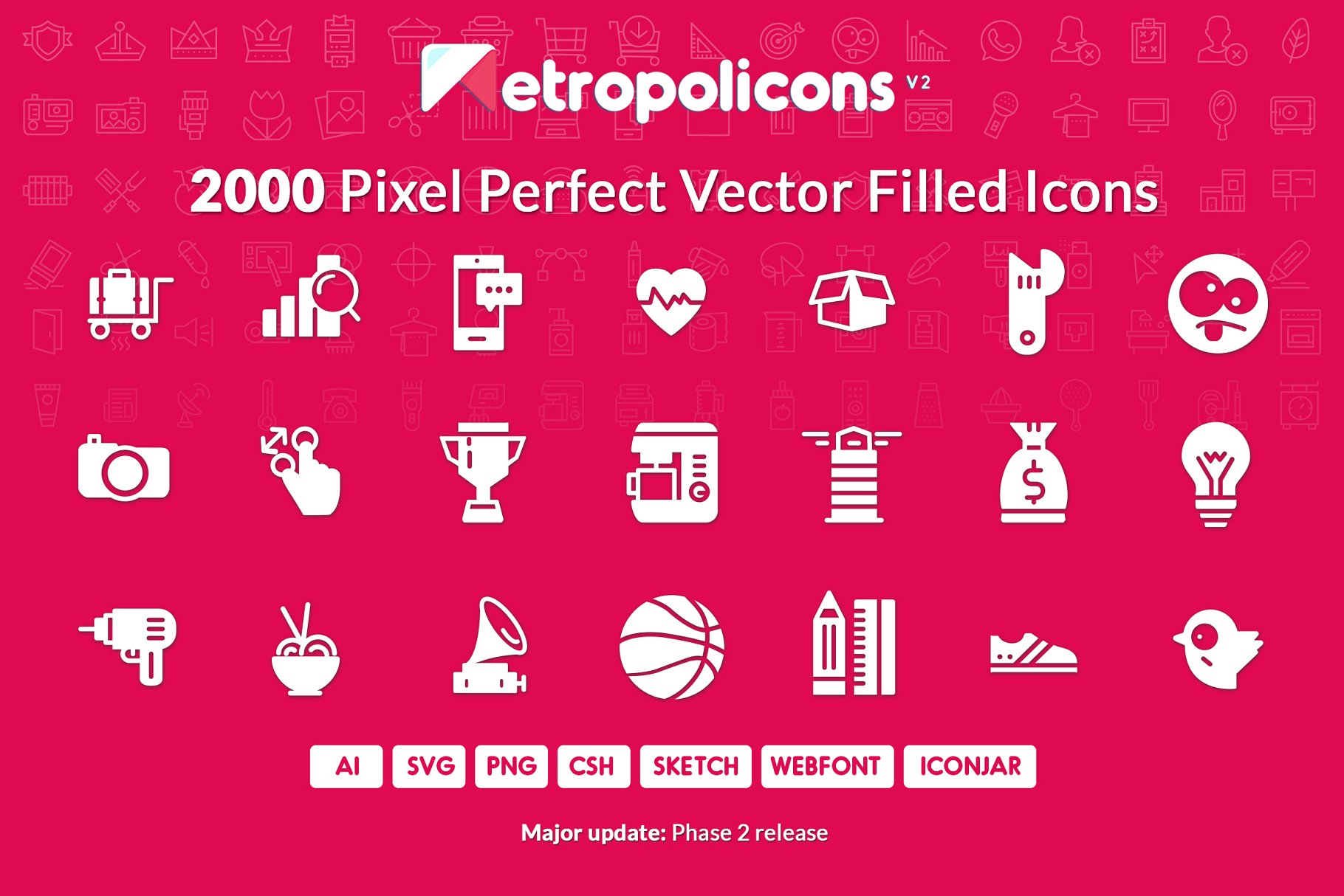 2000枚完美像素填充图标 2000 Filled Icons Set Metropolicons