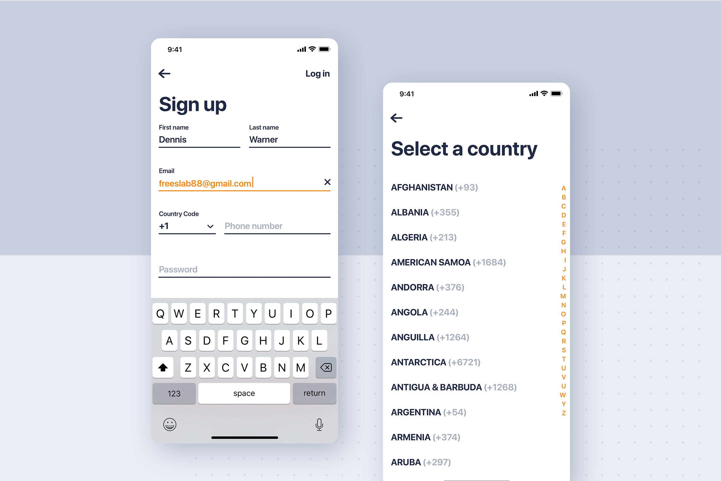 类滴滴打车APP应用用户注册界面设计模板 Car rental mobile UI Kit – Sign up