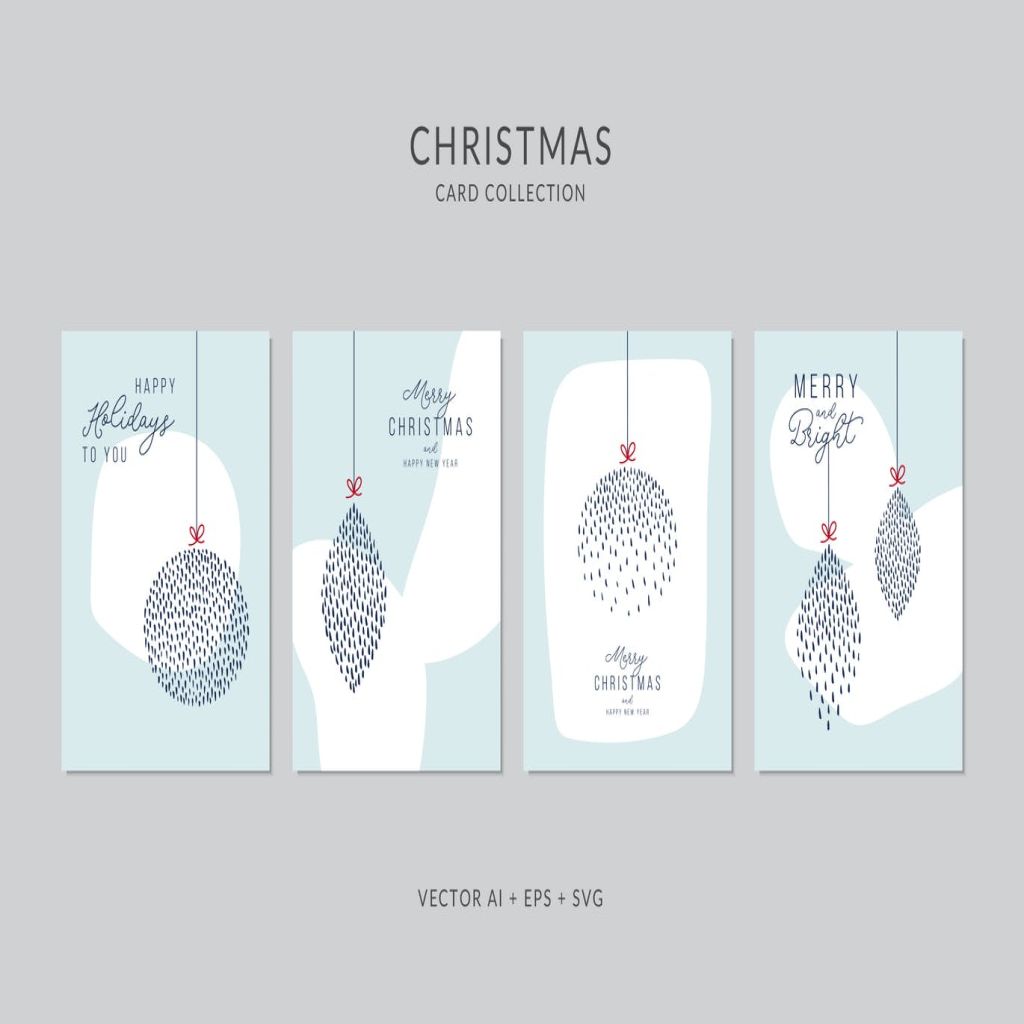 圣诞元素装饰艺术圣诞节贺卡矢量设计模板集v3 Christmas Greeting Card Vector Set插图