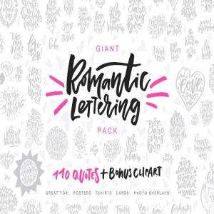 110个手写风格情人节浪漫祝福语插画 Valentine’s Day Lettering Pack