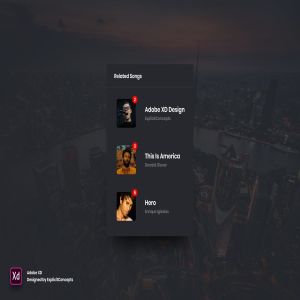 相关歌曲小部件窗口网站设计模板 Related Songs Widget – Adobe XD