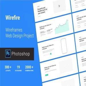 网站设计项目必备网站设计线框图PSD模板 Wireframe Web Design Project 300++ PSD Version