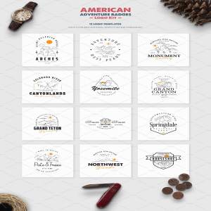 美国探险徽章Logo标志设计套装 American Adventure Badges Logo Kit插图3