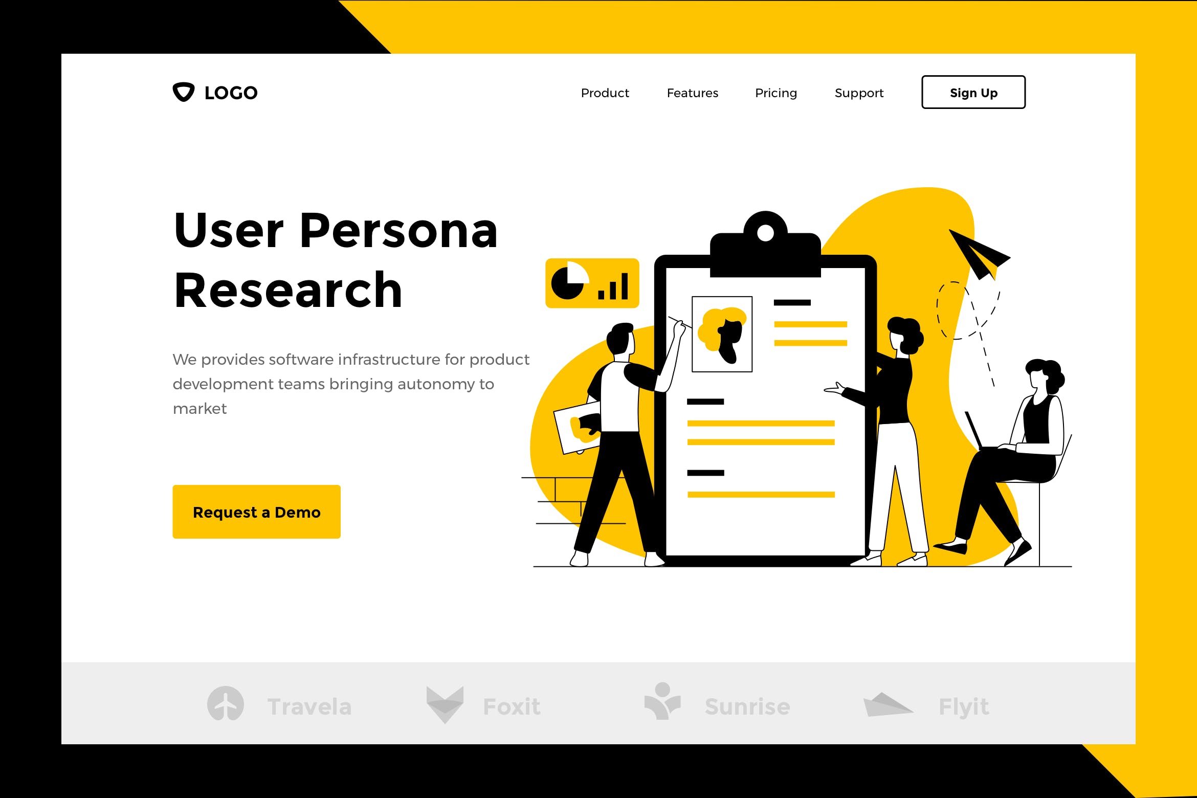 用户搜索引擎概念插画网站Banner&着陆页模板素材 User Persona – Web & Mobile Banner Landing Page