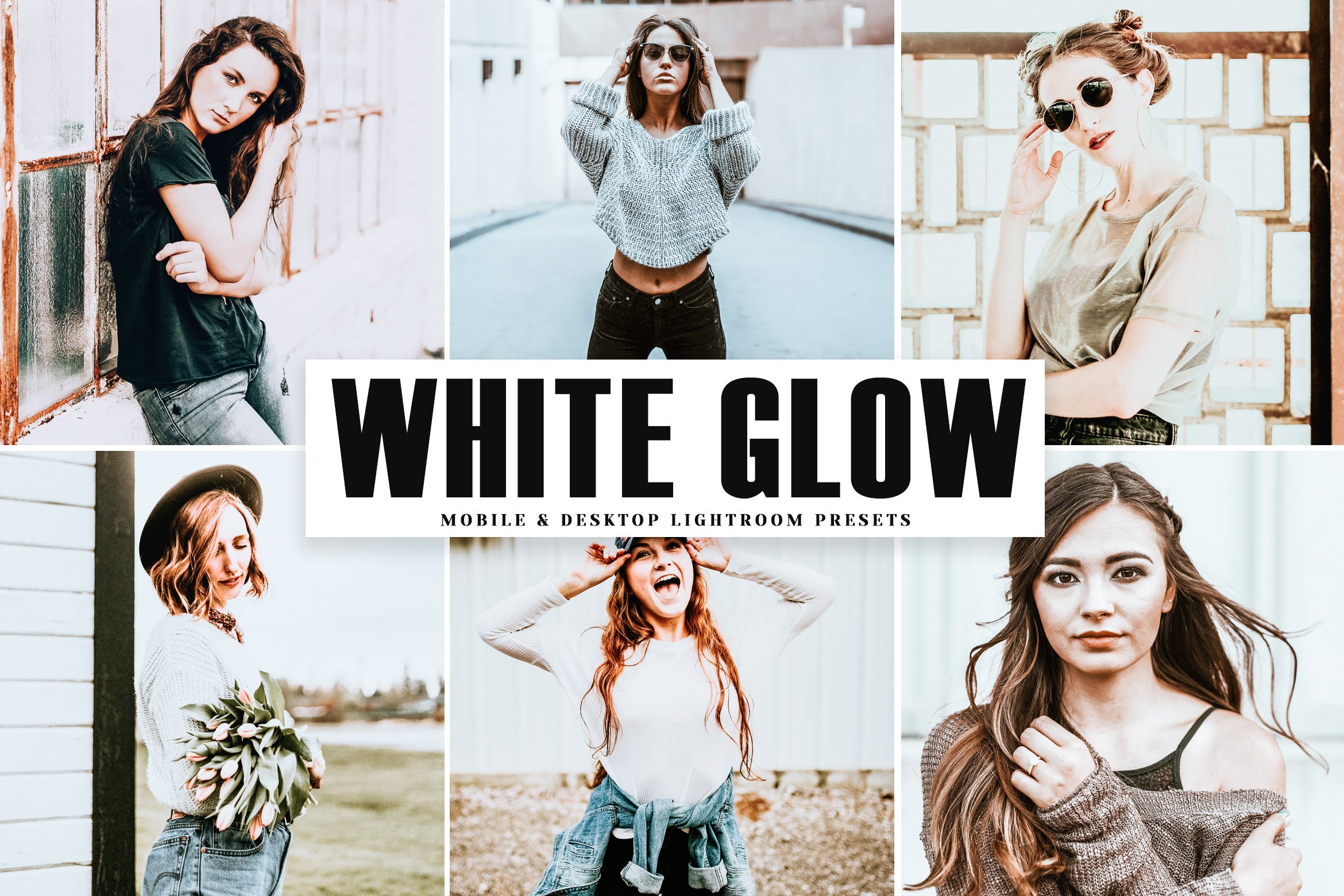 高对比度褪色效果处理LR照片调色滤镜预设下载 White Glow Mobile & Desktop Lightroom Presets