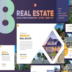 极简主义介绍房地产行业的ppt模板下载Real Estate- Powerpoint Template[pptx]