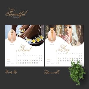 2020年美容行业定制横版活页台历设计模板 2020 Beauty Creative Calendar Pro插图4