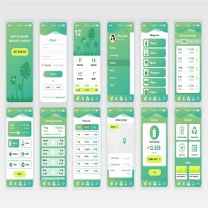 生态能源资源回收APP应用用户交互界面设计UI套件 Ecology Mobile App UX and UI Kit