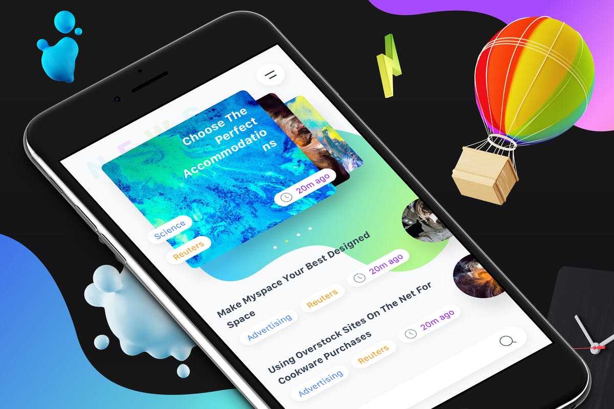 新闻资讯类手机APP UI套件6 News 6 Mobile Ui