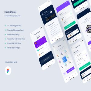 一流设计素材网下午茶：相机出租功能的APP UI kits套装下载[fig]