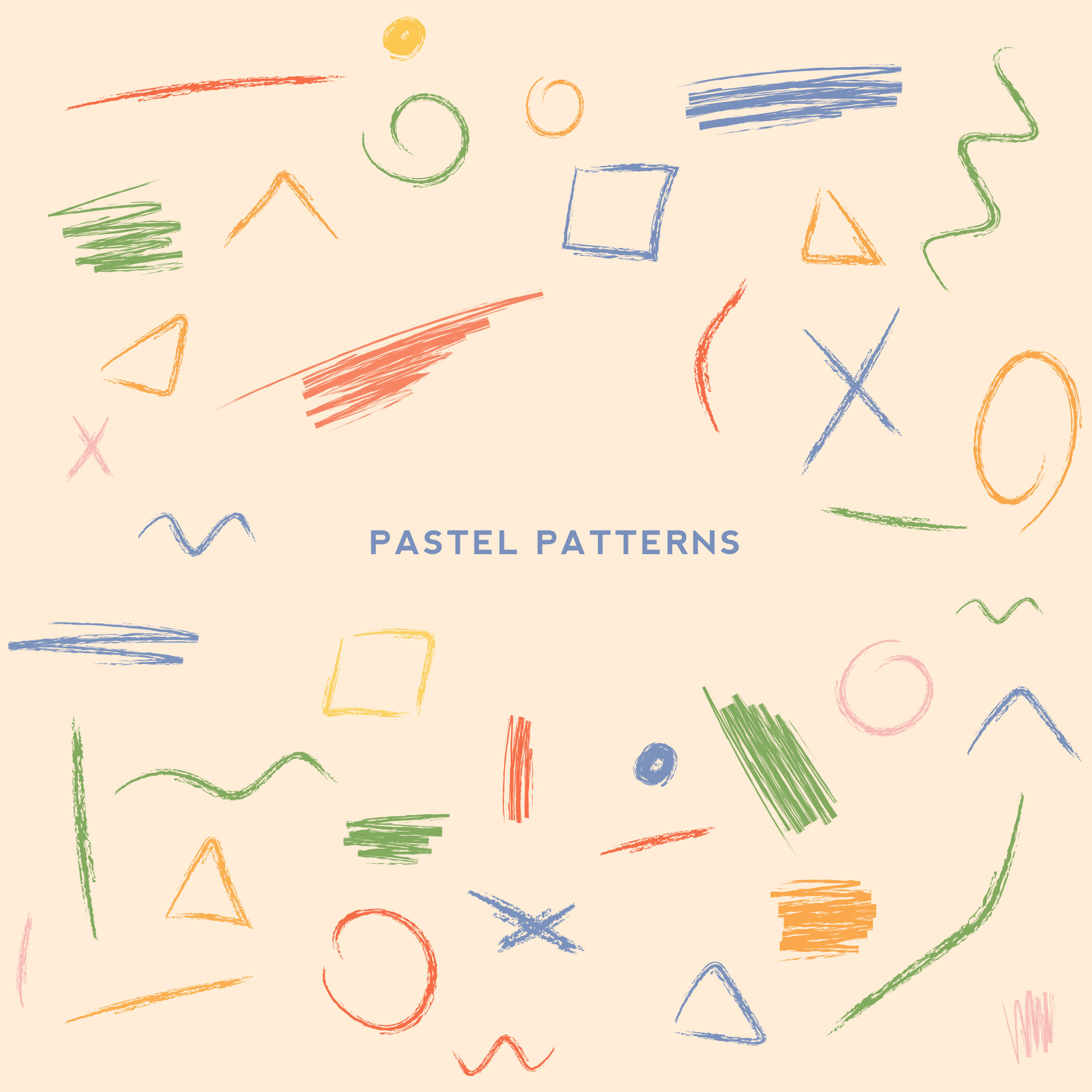 手绘粉笔素描图案背景素材图片 Handmade Pastel Sketches & Patterns