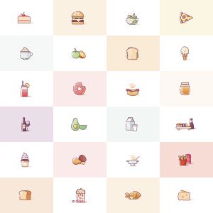 漂亮精细的美食图标套装下载[Sketch,Ai,xd]