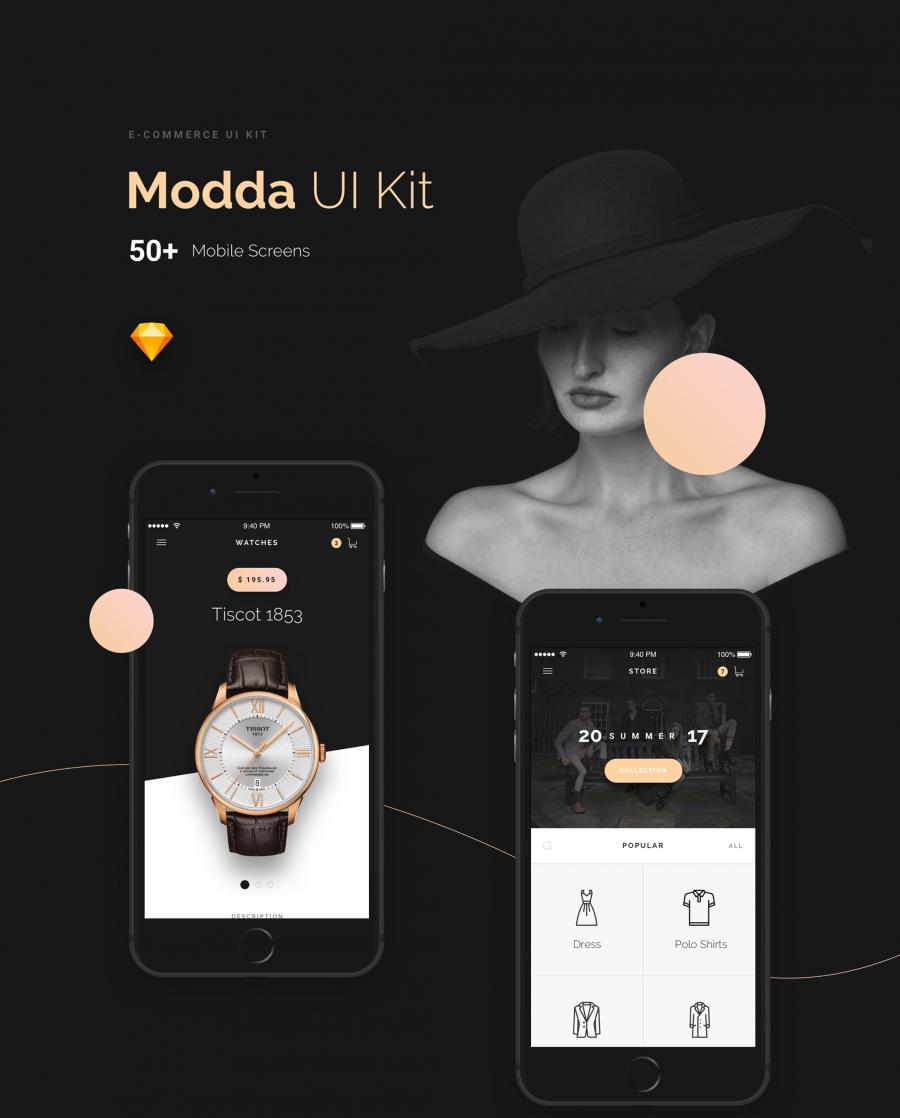 高端时尚的精品APP UI KITS套装下载[For Sketch]