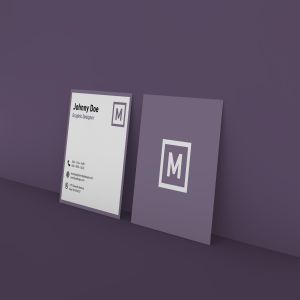 方形企业名片设计立面图样机模板 Square Business Card Wall Mockup