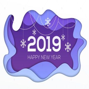 2019年新年剪纸风格插画设计 Happy New Year 2019 – paper cut illustration