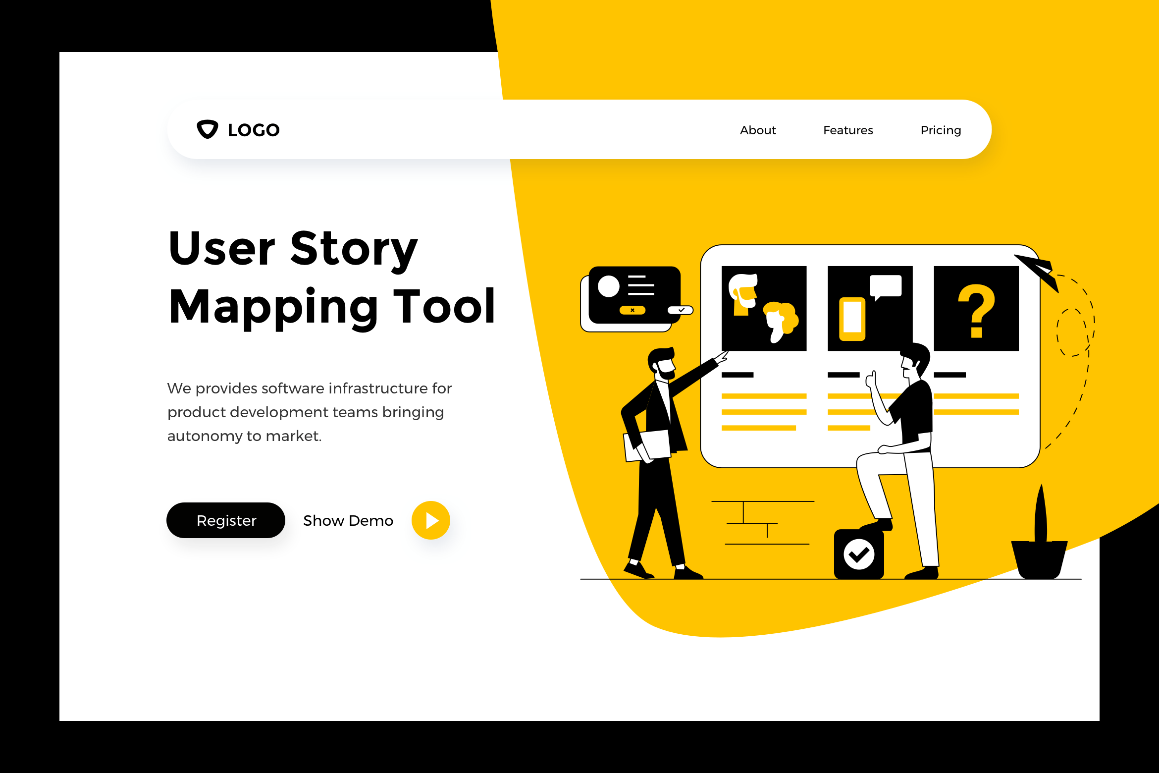 用户故事地图概念插画网站Banner图设计&着陆页模板 User Story – Web Mobile Landing Page Banner