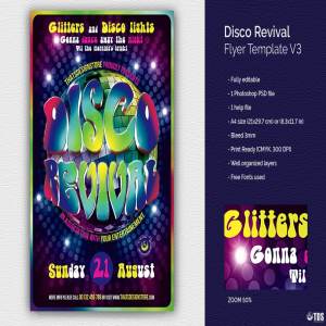 迪斯科音乐舞会活动宣传单PSD模板V3 Disco Revival Flyer PSD V3