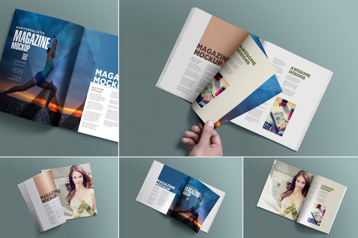 时尚杂志内页设计排版样机模板 Open Magazine Mockups