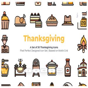 30枚感恩节节日主题矢量图标 30 Thanksgiving Icons