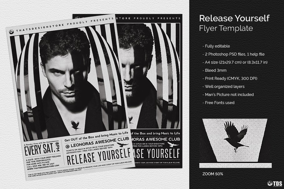 夜店俱乐部狂欢派对传单模板 Release Yourself Flyer PSD